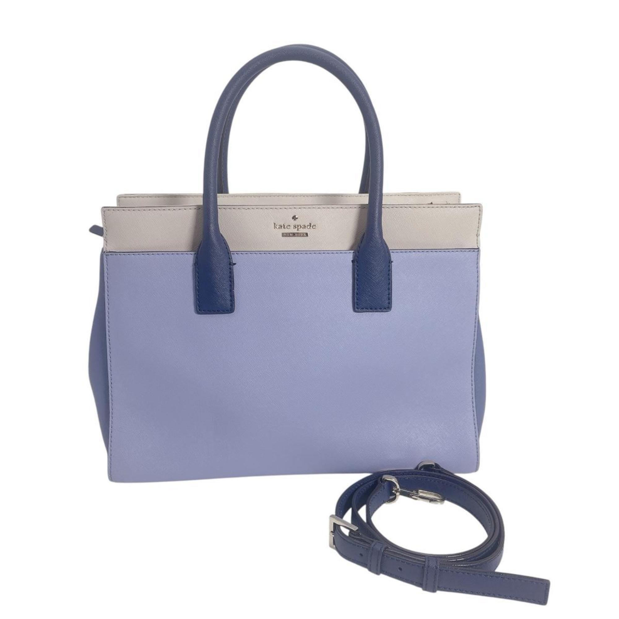 Kate Spade Handbag, Shoulder Bag, 2-Way Synthetic Leather, Blue X Ivory